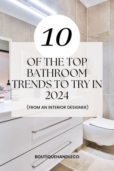 As we step into 2024, the world of interior design continues to evolve, and bathrooms are no exception. The bathroom, once a purely functional space, has transformed into a sanctuary for relaxation and rejuvenation. So, if you’re decorating this area in your home this year, you’ll want to know which trends are officially out and which are here to stay. dream home | small bathroom remodel | my dream home | interior design trends for 2024 | home interior deisgn | small bathroom design Bathroom Mirror And Lighting Ideas, Bathroom Mirrors Ideas, Top 10 Bathroom Designs, Small Bathroom Trends, Bathroom Vanity Trends, Bathroom Wallpapers, Trending Bathroom Colors, Organizing Bathroom, Bathrooms Decor