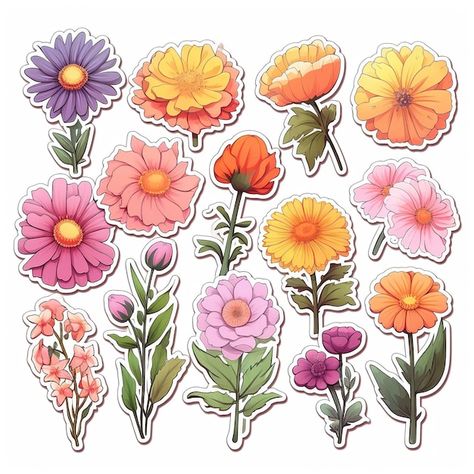 Clip Art Images - Free Download on Freepik Creative Calendar, Wallpaper Notebook, Floral Graphics, Free Printable Planner Stickers, Flower Outline, Free Clipart Images, Flower Stickers, Diy Calendar, Hand Drawn Vector Illustrations