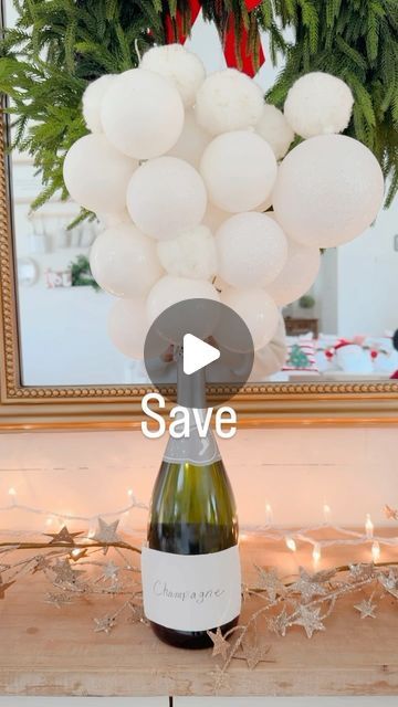 Cynthia Villegas | Affordable Home Decor & DIYS on Instagram: "Let’s Get Bubbly. New years Centerpiece
.
All you need is :
A champagne bottle – I used a jumbo one that we got for New Years 
Needle nose pliers, to cut the hanger
A wire hanger
Christmas Ball ornaments.  I used white .
.
Cut the hanger so that one edge is straight and the other has the top/curved edge.  Then just thread the ornaments of various sizes, starting with smaller ones if you have them, and building all the way up. 

#newyears #newyears #newyearsparty #newyearscelebration #newyearseveparty #newyearscelebration #centerpieces #champagne" Champagne Centerpiece Ideas, Champagne Centerpieces, Champagne Centerpiece, Hanger Christmas, Needle Nose Pliers, Money Cake, Champagne Bubbles, Christmas Ball Ornaments, New Year's Eve Celebrations