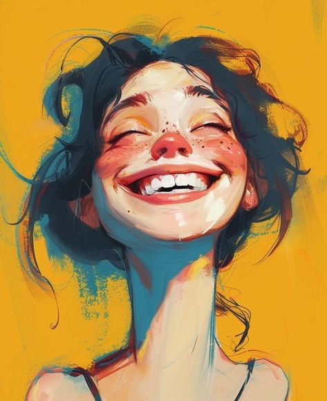 How To Draw Smile, Character Profile Art, Drawing Profiles, Smile Reference, Drawing Profile, Profile Illustration, Smile Illustration, Smile Drawing, Digital Portrait Illustration