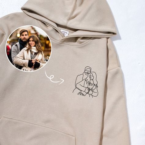 Bring your treasured moments to life with our "Family Couple Photo Outline Hoodie" by wmyphotolink. These personalized Unisex Hoodie, crafted meticulously with couple photo outlines, take 'custom' to a whole new level. Celebrate the art of embroidery with the finesse of our Personalized Embroidered detailing, adding a unique twist to your wardrobe. This piece not only encapsulates your precious memories but also doubles as a thoughtful and memorial gift for birthdays or any occasion. Embrace the Personalized Long Sleeve Hoodie For Gift, Fall Gift Hooded Sweatshirt, Hooded Fall Sweatshirt Gift, Fall Hooded Sweatshirt, Customizable Hooded Hoodie As Gift, Customizable Hooded Hoodie For Gift, Winter Gift Hooded Sweatshirt, Cotton Hooded Hoodie For Gift, Cotton Hooded Hoodie As Gift