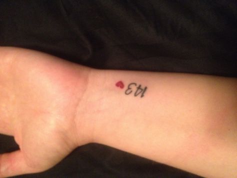 143 is numerical for I Love You :) 143 Tattoo Ideas, 143 Tattoo, Yourself Tattoo, Teardrop Tattoo, Tats Ideas, Mom Daughter Tattoos, Love Yourself Tattoo, Polka Tattoo, Daffodil Tattoo