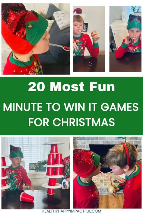 Looking for fun and easy Christmas Minute to Win It games to play with your family, friends, or students? Check out these entertaining game ideas that are perfect for all ages! Whether you're hosting a holiday party, classroom celebration, or simply want to add some festive cheer to your gathering, these Christmas-themed minute-to-win-it challenges are sure to bring lots of laughter and excitement. From silly snowball stacking to hilarious reindeer ring toss, there's something for everyone to en Holiday Party Classroom Games, Snowball Toss Game Christmas Parties, Reindeer Games For Toddlers, Reindeer Party Games, 4 Seasons Craft, Easy Christmas Games For Kids, Minute To Win It Christmas Games, Christmas Minute To Win It Games, Reindeer Ring Toss