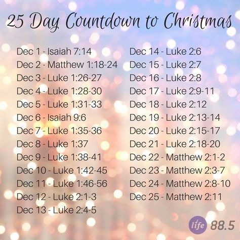 25 Day Countdown to Christmas Christmas Day Countdown, Religious Christmas Crafts, Christmas Devotional, Christmas Scripture, Christmas Bible Verses, Moon Calendar, Day Countdown, Bible Study Verses, Bible Study Tools