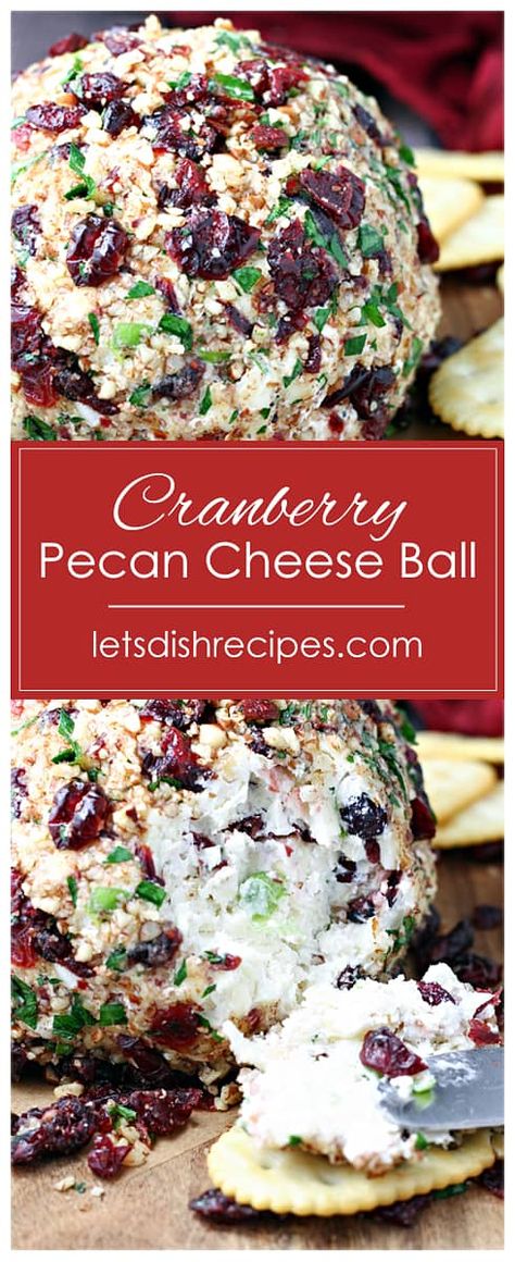 Cranberry Pecan Cheeseball Recipe -- It wouldn't be the holiday season without a cheese ball, and with it's sweet and tangy flavors and festive colors, this cranberry studded appetizer is perfect for any holiday gathering. #cheeseball #appetizers Cranberry Pecan Cheeseball, Cranberry Cheese Dip, Cranberry Cheeseball, Pecan Cheeseball, Cranberry Pecan Cheese Ball, Pecan Cheese Ball, Cheeseball Recipe, Cream Cheese Ball, Holiday Cheese