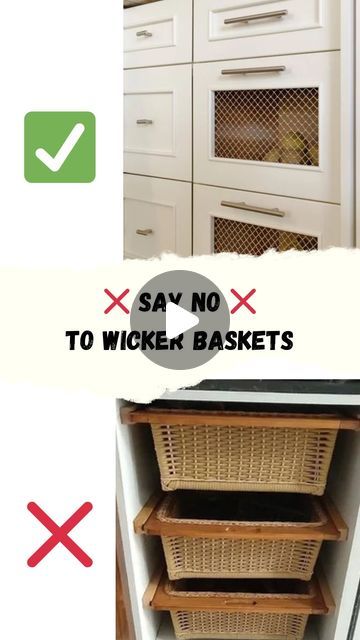 Kitchen Baskets Drawers, Wicker Basket In Kitchen, Interior Facts, Kichan Farnichar Design, Wicker Basket Kitchen, Drawer Organization Kitchen, Mesh Drawers, Wicker Basket Drawers, Breakfast Counter