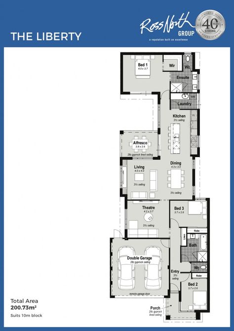 Granny Flats Australia, Open Plan Design, Dual Vanity, Single Storey House Plans, Narrow House Designs, Narrow House Plans, One Storey House, Galley Style Kitchen, Prairie Home