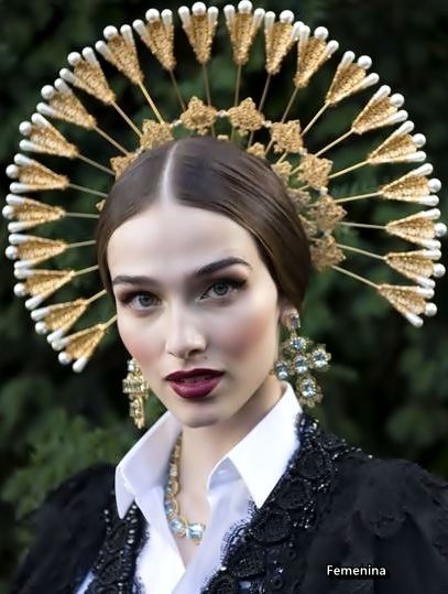 Headgears For Fashion Show, Bouquet Structure, Dolce Gabbana Alta Moda, Filipino Clothing, Head Gear, Floral Hat, Headband Tiara, Couture Details, Face Photo