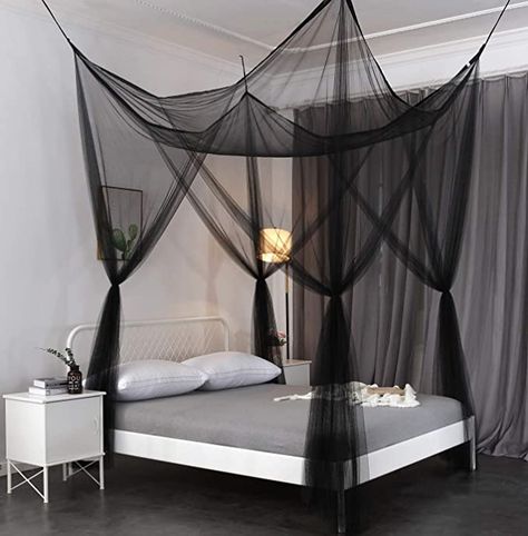 4 Poster Bed Canopy, White Bed Canopy, Girls Princess Bedroom, Black Room Decor, Bed Drapes, Letto King Size, Bed Net, Canopy Bed Curtains, Canopy Curtains