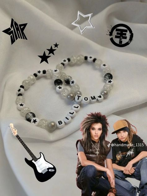 Tokio Hotel Bracelet Ideas, Tokio Hotel Bracelet, Bill Kaulitz Nails, Kandi Necklace, Fan Bracelet, Kaulitz Twins, Hotel King, Tokyo Hotel, Kandi Bracelets