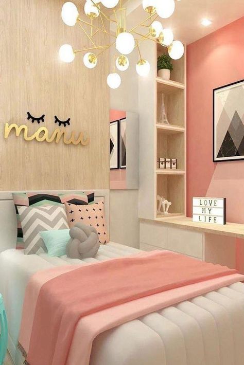 Teen Bedroom Colors, Cute Bedroom Ideas, Girl Bedroom Designs, Trendy Bedroom, Girl Bedroom Decor, Small Room Bedroom, Dream Rooms