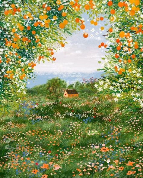 Laivi Illustration, Cottage Illustration, Storybook Art, Dreamy Art, Illustration Artists, Whimsical Art, Pretty Art, 그림 그리기, Pretty Wallpapers