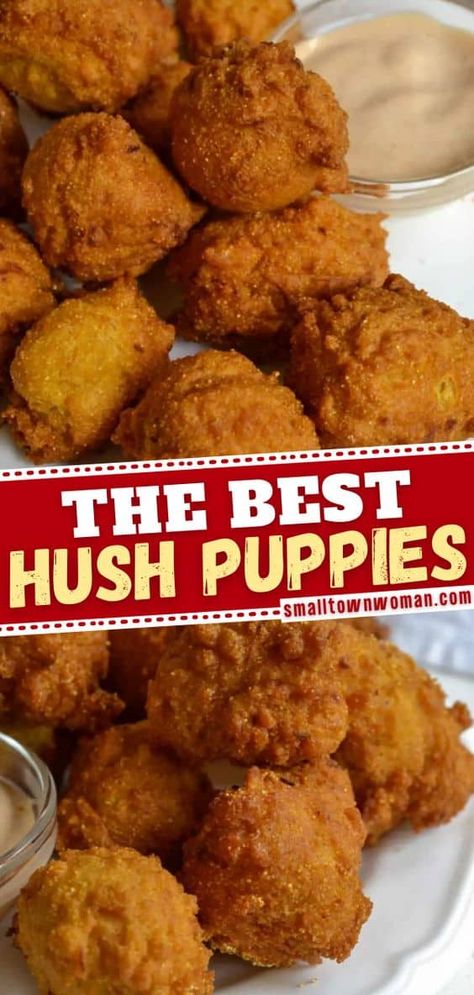 Best Hush Puppies, Easy Hush Puppy Recipe, Fried Cornmeal, Hush Puppies Recipe, Easy Side Dish, Dinner Dishes, Southern Recipes, Hush Puppies, Dipping Sauce