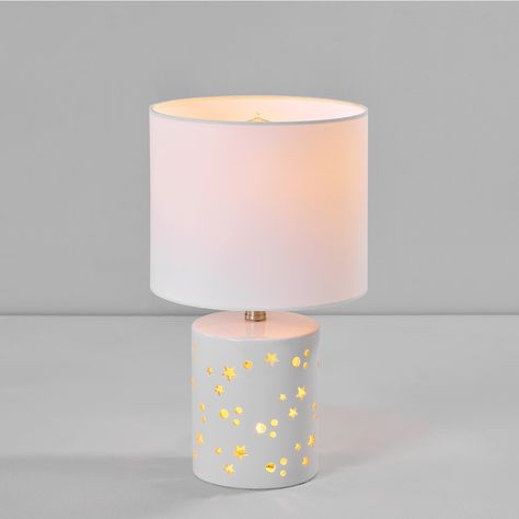 Style Selections 14-in Glossy White Led; 4-way Table Lamp with Fabric Shade Lowes.com Lamp Cute, Preppy Lamp, Kids Lamp, Cute Lamps, Cute Lamp, Cute Lamps For Bedrooms, Free Spirit Aesthetic, Girl Desk, Space Themed Bedroom