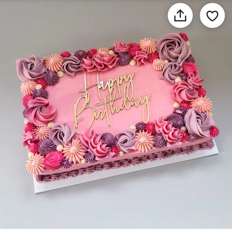 Happy Birthday Sheet Cake, Pretty Cakes For Women Birthdays, Pisces Cake, Birthday Sheet Cake, Rose Cakes, Sheet Cake Designs, Rectangle Cake, Birthday Sheet Cakes, 36th Birthday