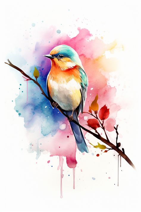 Abstract And Realistic Art, Bird Painting Watercolor, Birds Watercolor Paintings, Watercolor Nature Paintings, Cute Animals Painting, Watercolor Birds Paintings, Painting Ideas Nature, Nature Watercolor Paintings, Nature Art Wallpaper