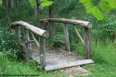 small bridges for gardens | ... outside the perimeter deer fence , past a bridge over a small stream Bridge Over Stream, Backyard Bridges, Pond Bridge, Small City Garden, Woodland Plants, Garden Diary, Wooden Bridge, Woodland Garden, City Garden