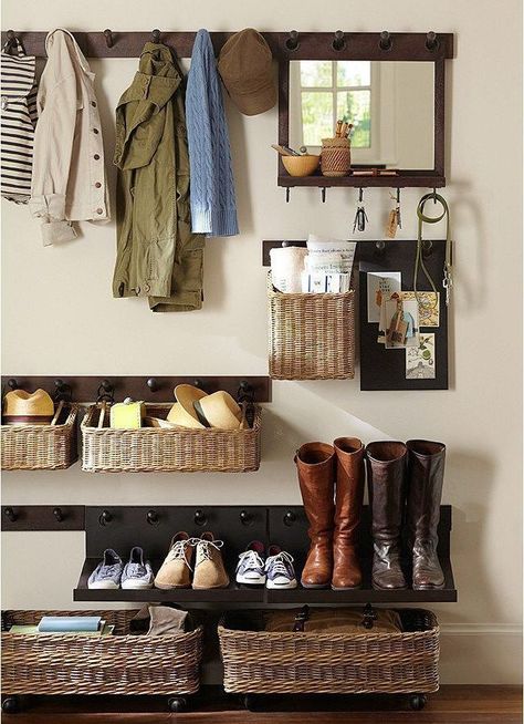 Shoe Storage Narrow Hallway, Entryway Organization Ideas, Laundry/mudroom Ideas, Entrance Foyer Design, Beautiful Entryways, Entryway Shoe Storage, Small Entryways, Foyer Design, Entryway Storage