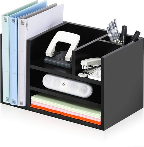 Black Functional School Organizers, Black Desk Organizer, Black School Organizers With Pen Holders, Wooden Office Desk Organizer, Desk Paper Organizer, Desk File Organizer, Leather Desk Organizer, Desk Organizer Laser Cut, Office Necessities