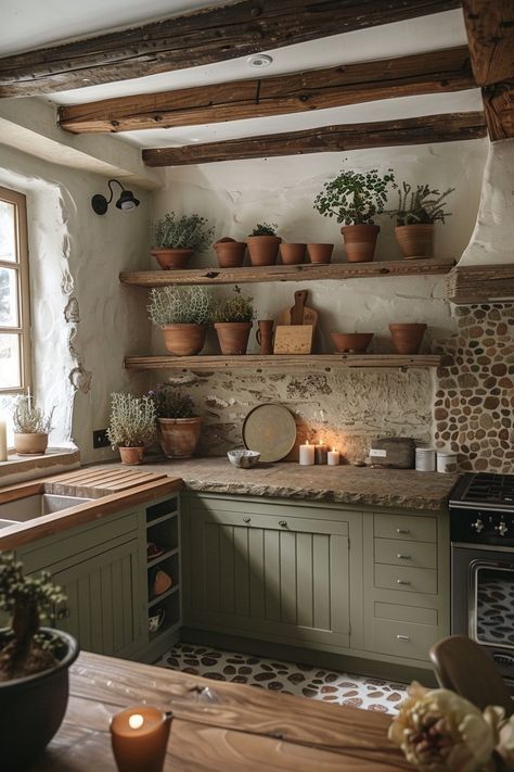 Farm Kitchens, Cottage Core Interior, Cottagecore Kitchen Decor, French Cottage Kitchen, Cottagecore Interior, Cottage Core Kitchen, Witches Cottage, Cottagecore House, Kitchen Vibes