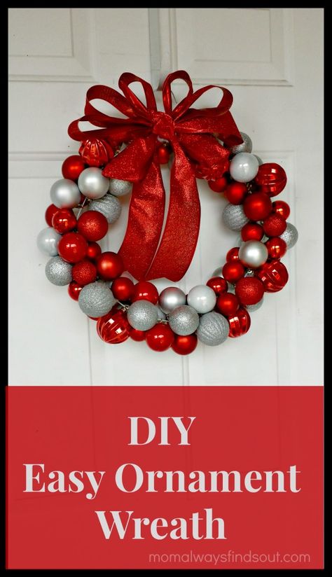 Cheap Christmas Wreaths, Ornament Wreath Diy, Make An Ornament, Ornament Wreaths, Easy Ornaments, Diy Christmas Wreath, Gourd Crafts, Christmas Wreaths Diy Easy, Christmas Ornament Wreath