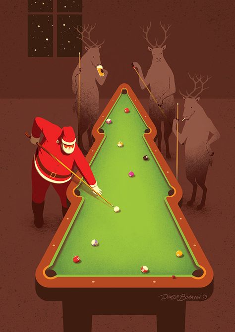 Davide Bonazzi illustrator - News - Davide Bonazzi Davide Bonazzi, Custom Pool Tables, Playing Pool, Dark Christmas, Time To Relax, Interior Illustration, Instagram Time, Success Story, Holiday Wishes