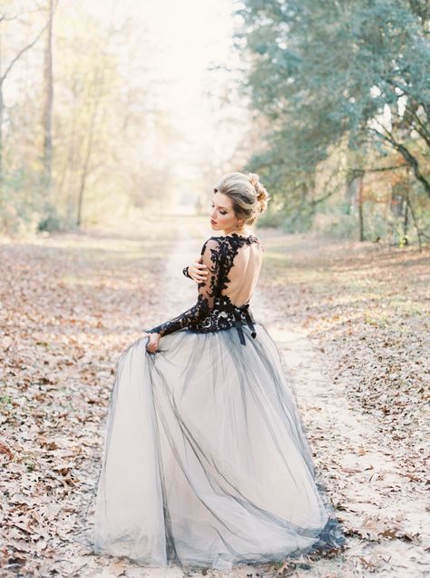 Modern and Romantic Black Wedding Dress White And Black Wedding Dress, Hippie Prom, Black And White Wedding Dress, Halloween Wedding Dresses, Black Lace Wedding, Edgy Wedding, Wedding Dresses Black, Gothic Wedding Dress, Bridal Dresses Lace