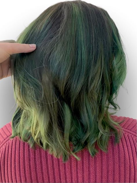 Earthy Green Hair, Deep Green Hair, Olive Green Hair, 2000 Ideas, Hair Stuff, Hair Colour, Green Hair, Aesthetic Hair, Deep Green