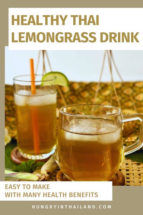 Learn how to make an easy Thai lemongrass drink recipe, with many health benefits and an amazing taste. It's the perfect refreshment during summer or warm-me-up tea for colder winter days. Lemongrass Tea Recipe, Lemongrass Drink, Roselle Juice, Lemongrass Recipes, Healthy Thai Recipes, Lemongrass Plant, Tea For Colds, Lemongrass Tea, Caffeine Free Tea