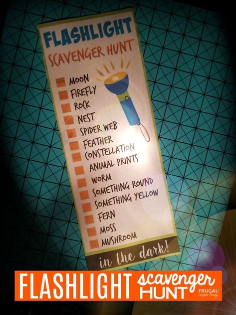 Flashlight Scavenger Hunt, Camping Entertainment For Kids, Camping Party Games For Kids, Flashlight Activities, Camping Fun For Kids, Camping Scavenger Hunt For Kids, Evening Family Activities, Camping Games For Kids, Backyard Olympics