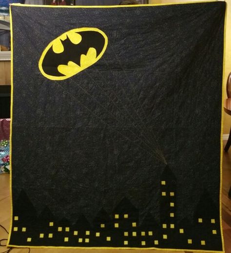 The call. Batman quilt i made for my niece Batman Quilt, Superhero Quilt, Easy Sewing Projects For Kids, Teen Quilts, Crochet Quilt, Boy Quilts, Sewing Projects For Kids, Yarn Thread, Lego Batman