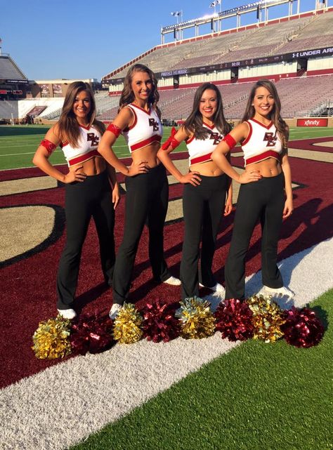 Boston College Pom Squad 9/18/15 Pom Squad, Abc Party Costumes, Abc Party, College Cheer, Cheerleader Girl, Party Costumes, Boston College, Louisville Cardinals, Nfl Cheerleaders