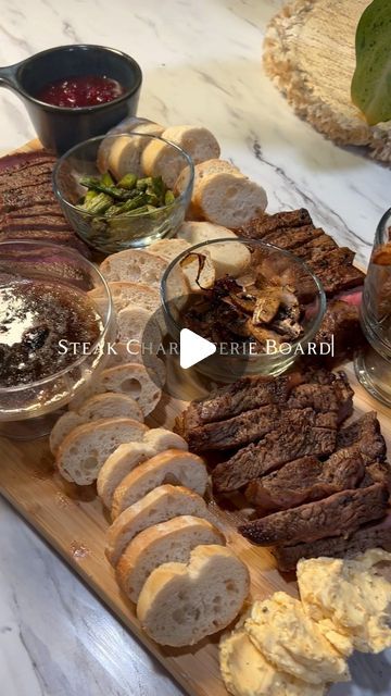 She’s Homemade on Instagram: "Steak Charcuterie Board for dinner <3   - - -  #steakcharcuterieboard #charcuterieboard #steaklover #appetizerideas #dinnerpartyideas #kaykaymadeit" Steak Board Presentation, Beef Charcuterie Board, Steak Charcuterie Board, Charcuterie Board For Dinner, Steak Appetizers, Steak Board, Birthday Things, Steak Frites, January 15