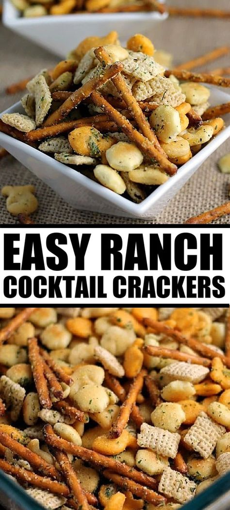 Cracker Mix Recipes, Cocktail Crackers, Ranch Crackers Recipe, Ranch Chex Mix Recipes, Soup Crackers, Ranch Chex Mix, Ranch Crackers, Persnickety Plates, Easy Snack Mix