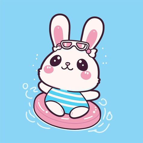 Swim Ring, Psd Icon, Kawaii Design, Vector Photo, Cute Kawaii, Premium Vector, Graphic Resources, Vector Illustration, Cute Animals