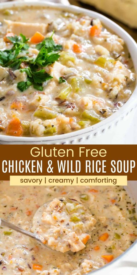 Dairy Free Chicken Rice Soup, Gluten Free Dairy Free Chicken Wild Rice Soup, Chicken Wild Rice Soup Gluten Free, Gluten Free Chicken Rice Soup, Keto Chicken Wild Rice Soup, Creamy Chicken Wild Rice Soup Recipes, Gluten Free Creamy Soup Recipes, Healthy Soup Recipes Gluten Free, Homemade Soup Gluten Free