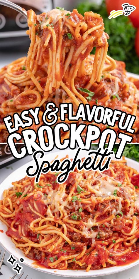 Crock Pot Spaghetti Meatless Crockpot Meals, Spaghetti Crockpot Recipes, Ground Beef Spaghetti Sauce, Crock Pot Spaghetti, Crock Recipes, Crockpot Spaghetti Sauce, Summer Crockpot, Spaghetti With Ground Beef, Spagetti Recipe