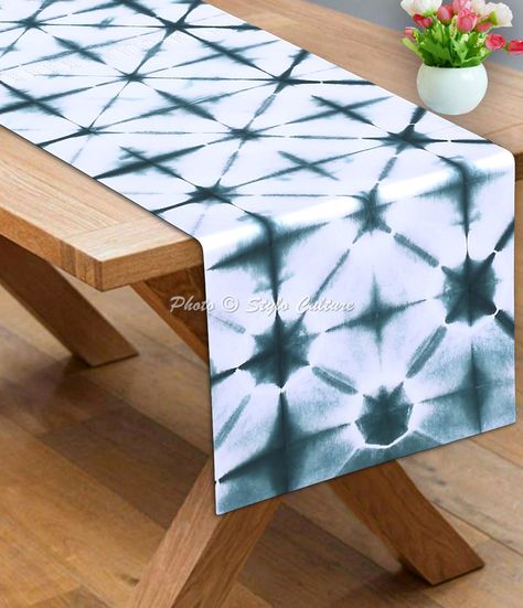 Canvas Table, Tie Dye Shibori, Boho Tie Dye, Green Tie Dye, Decorative Table, Long Table, Green Tie, Table Cover, Table Covers