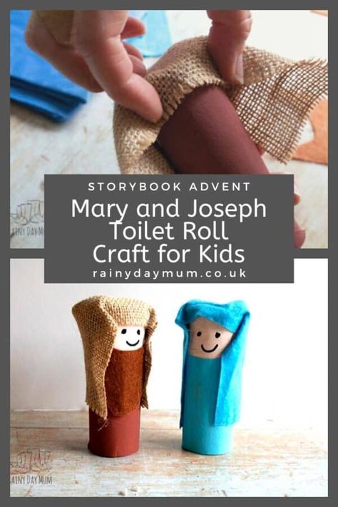 Fun Christmas Craft for Kids to create Mary and Joseph using cardboard toilet paper roll tubes and fabrics. #storybookadvent #christmascrafts #nativity #rainydaymum Wise Men Craft For Kids, Wise Men Craft, Cuban Christmas, Joseph Crafts, Cardboard Toilet, Cardboard Tube Crafts, Epiphany Crafts, Diy Tree Decor, Christmas Lesson