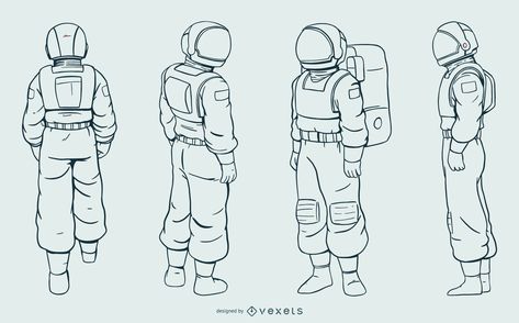 Astronaut Suit Reference, Astronaut Clip Art, Astronaut Outfit Drawing, How To Draw An Astronaut, Spacesuit Drawing, Astronaut Suit Drawing, Astronaut Reference, Astronaut Helmet Drawing, Spaceman Drawing