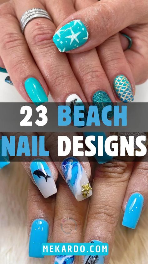 23 Beach Nails Designs – Mekardo Flip Flop Nails Design, Ombre Beach Nails, Beach Gel Nails, Flip Flop Nails, Beach Nails Designs, Beach Nail Ideas, Beach Nail Art Designs, Watermelon Nail Designs, Beach Themed Nails