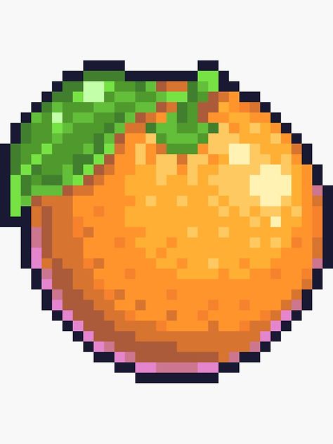 "Pixel Orange" Sticker by chipdesigns | Redbubble Pixel Art Orange, Orange Pixel Art, Pixel Fruit, Pixel Orange, Grandma Activities, Orange Games, Cool Pixel Art, Orange Tree, Orange Fruit