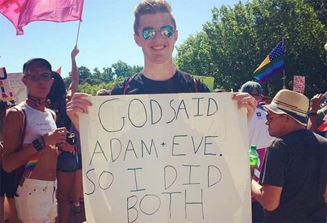 Hilarious Pride sign Pride Signs, The Babadook, Gay Pride Parade, Protest Signs, Gay Memes, Gay Marriage, Power To The People, Pride Parade, Instagram Funny