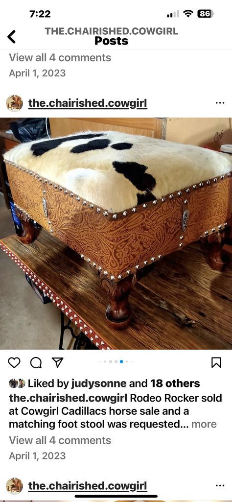 Cow Print Bench, Aztec Furniture, Western Chairs, Cowboy House, Cowhide Rug Living Room, Furniture Remake, Western Chair, Cowhide Upholstery, Cowhide Decor