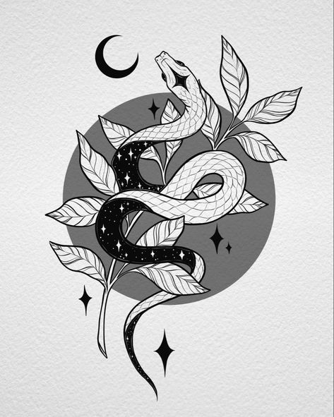 Space celestial galaxy snake tattoo design line art Boho Snake Drawing, Celestial Snake Art, Snake Witch Tattoo, Galaxy Snake Tattoo, Snake And Plant Tattoo, Cosmic Snake Tattoo, Witchy Snake Tattoo, Celestial Snake Tattoo, Snake Line Drawing