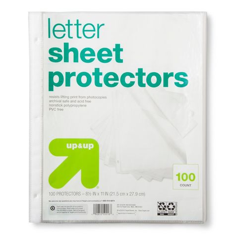 Clear Sheet Protectors, 100ct - up & up Binder Organization School, Study Essentials, Clear Paper, Sheet Protector, Sheet Protectors, School List, School Supplies List, Page Protectors, Binder Organization