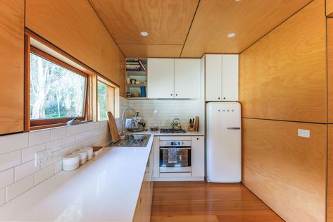 20ft Shipping Container, Compact Home, White Countertop, Container Kitchen, Plywood Interior, Building A Tiny House, Cladding Panels, Container Architecture, Small Space Design