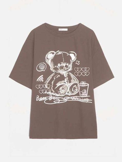 T-shirt Aesthetic, Big T Shirts, Cute Oversized Shirts, Big Shirts, Bear Graphic Tee, Mushroom Graphic, Baggy Shirts, Big T Shirt, Bear Clothes