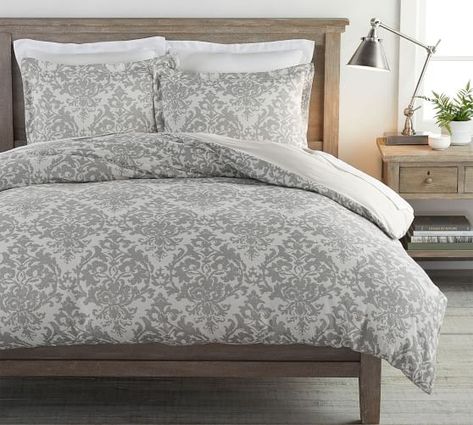 Neutral Jacquard Linen Medallion Patterned Duvet Cover & Sham | Pottery Barn