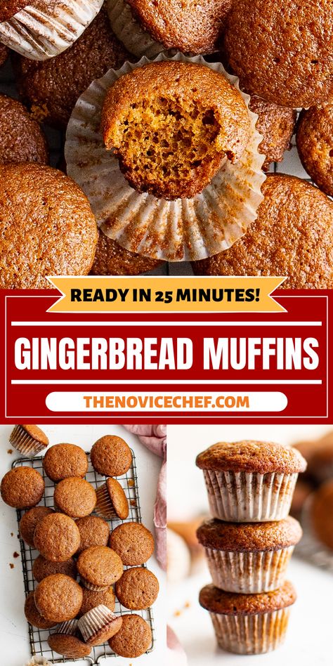 Holiday Muffins, Gingerbread Muffins Recipe, Brunch Muffins, Gingerbread Dessert, Molasses Muffins, Gingerbread Muffins, Muffins Easy, Bread Muffins, Tailgating Recipes